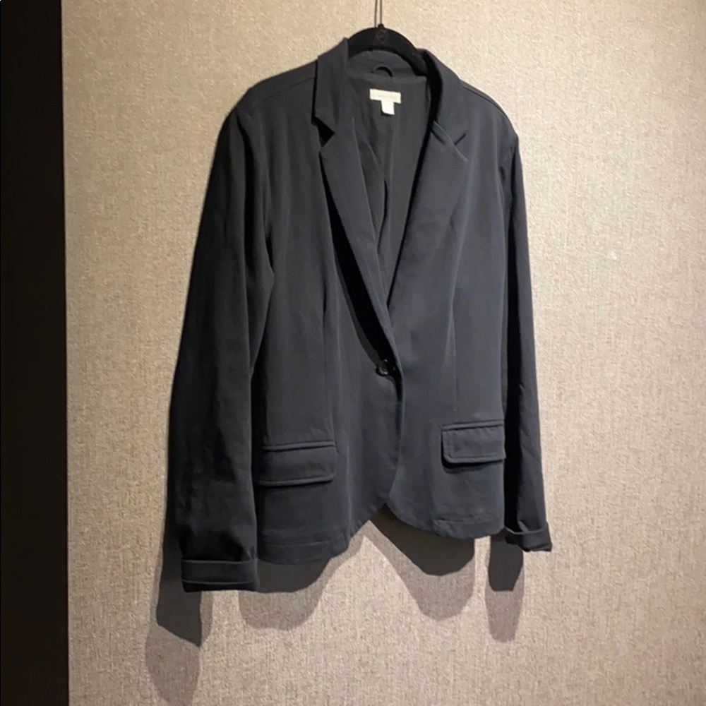 Stretchy knit blazer. Garnet Hill.